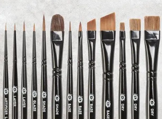 Miniature brush types and sizes