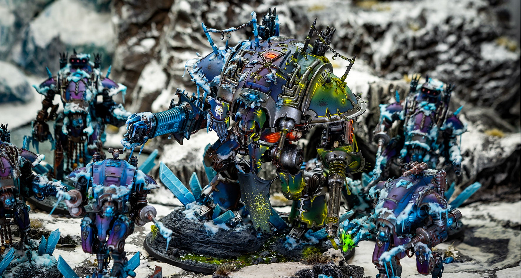 Chaos Knights 40k Ice&Poison painted miniatures