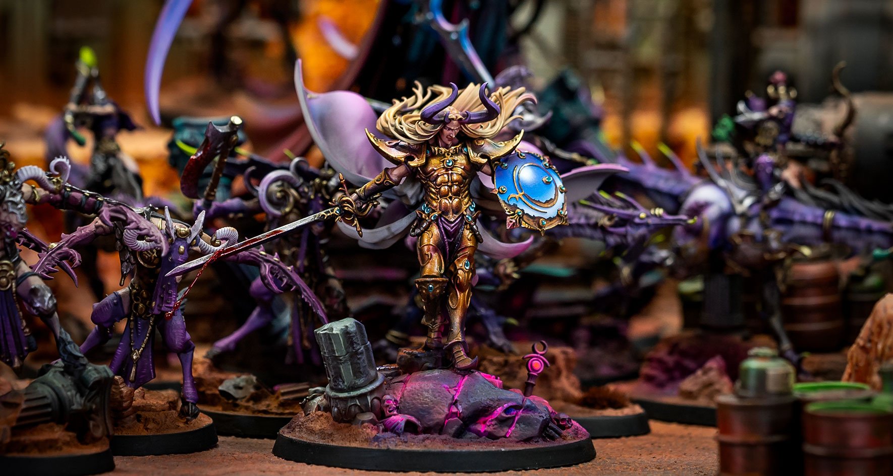 Slaanesh-Army-1 Ejército Slaanesh miniaturas pintadas